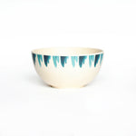 small bamboo bowl with blue wave design