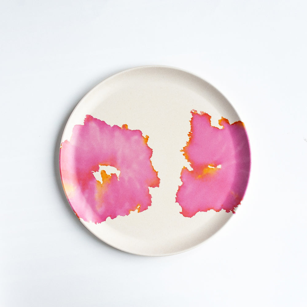 Pink coral  bamboo plate 