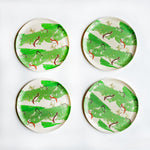 set of four bamboo plates with green turtle print