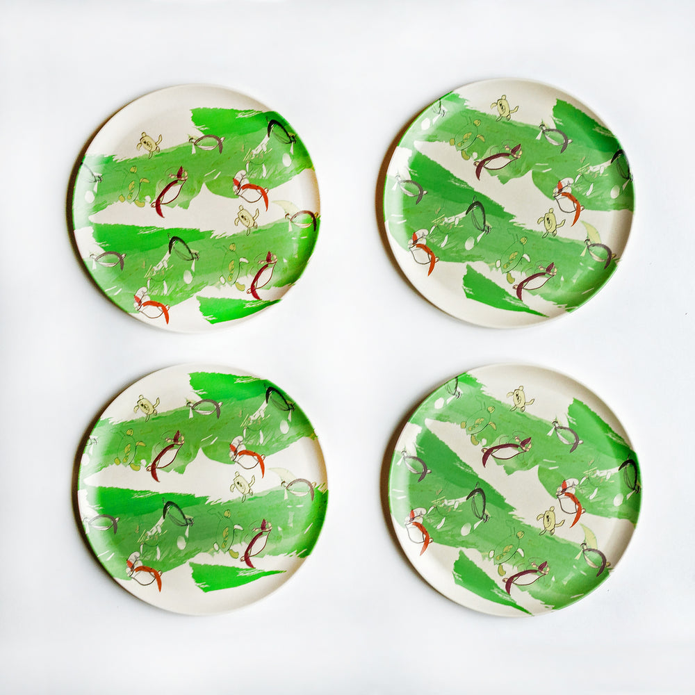  plate set with green turtles design