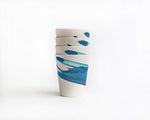 four stacked blue wave bamboo cups