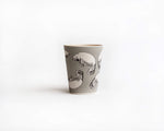 single bamboo  cup with  grey dugong design