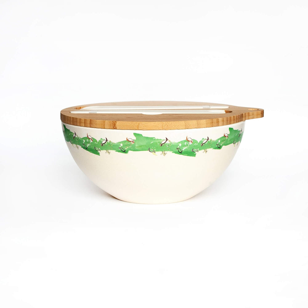 
                  
                    Large green bowl with wooden lid
                  
                